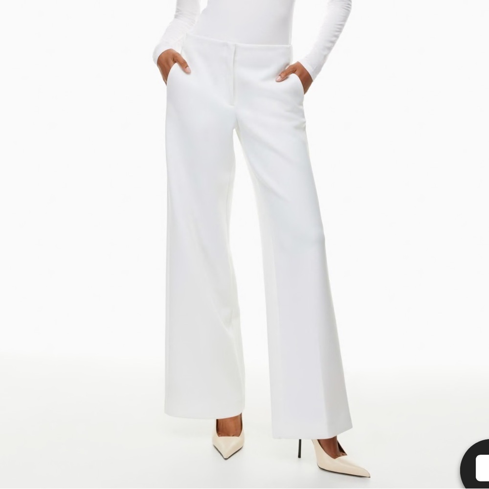 Aritzia Babaton Copeland Elegant White Wide-Leg Pants Size 2